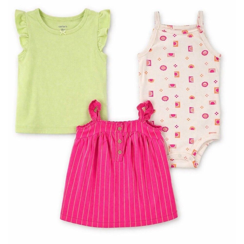 Carter’s Baby Girl 3 Piece Outfit Set 18M Summer Tops Bodysuit Bundle